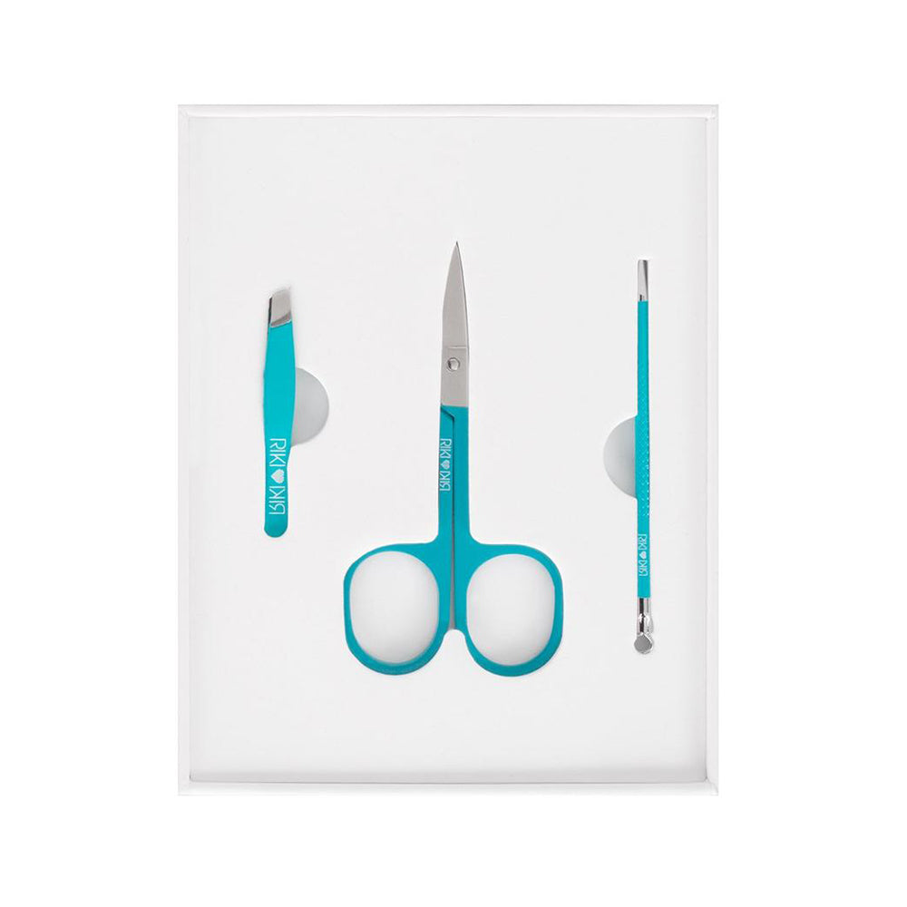 RIKI Mini Beauty Tool Set Tweezers, Extractor & Brow Scissors