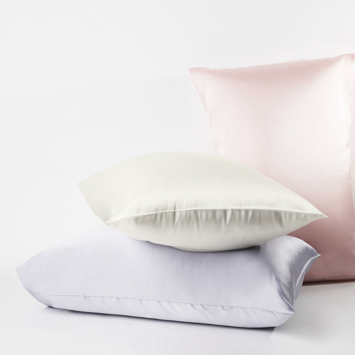 BondiBoost Satin Pillowcase - ivory, blush & grey