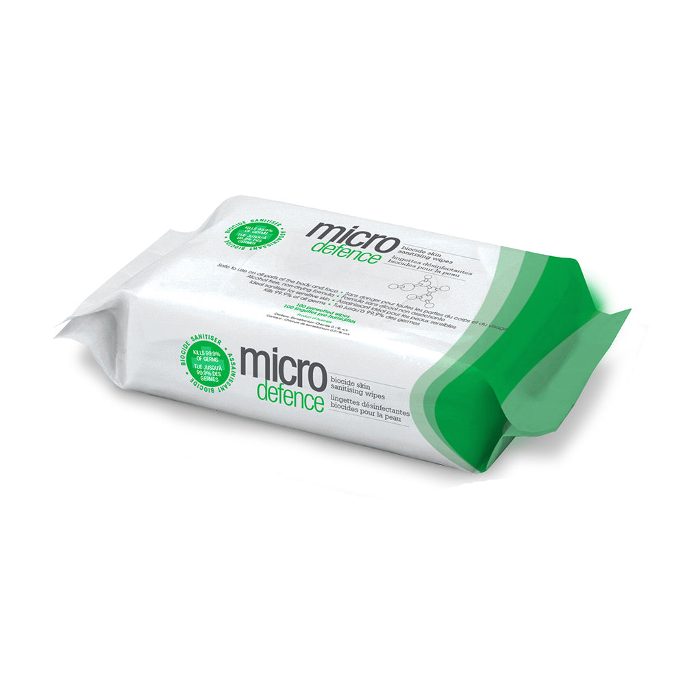Caronlab Micro Defence Biocide Skin Sanitising Body Wipes (100 Pack)