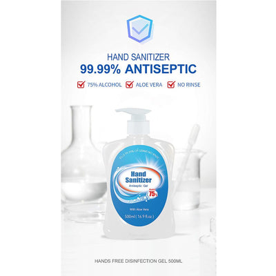 Hand Sanitiser / sanitiser Gel with Aloe Vera - Kills 99.9% of Germs Rinse Free 500ml - 24 Pack