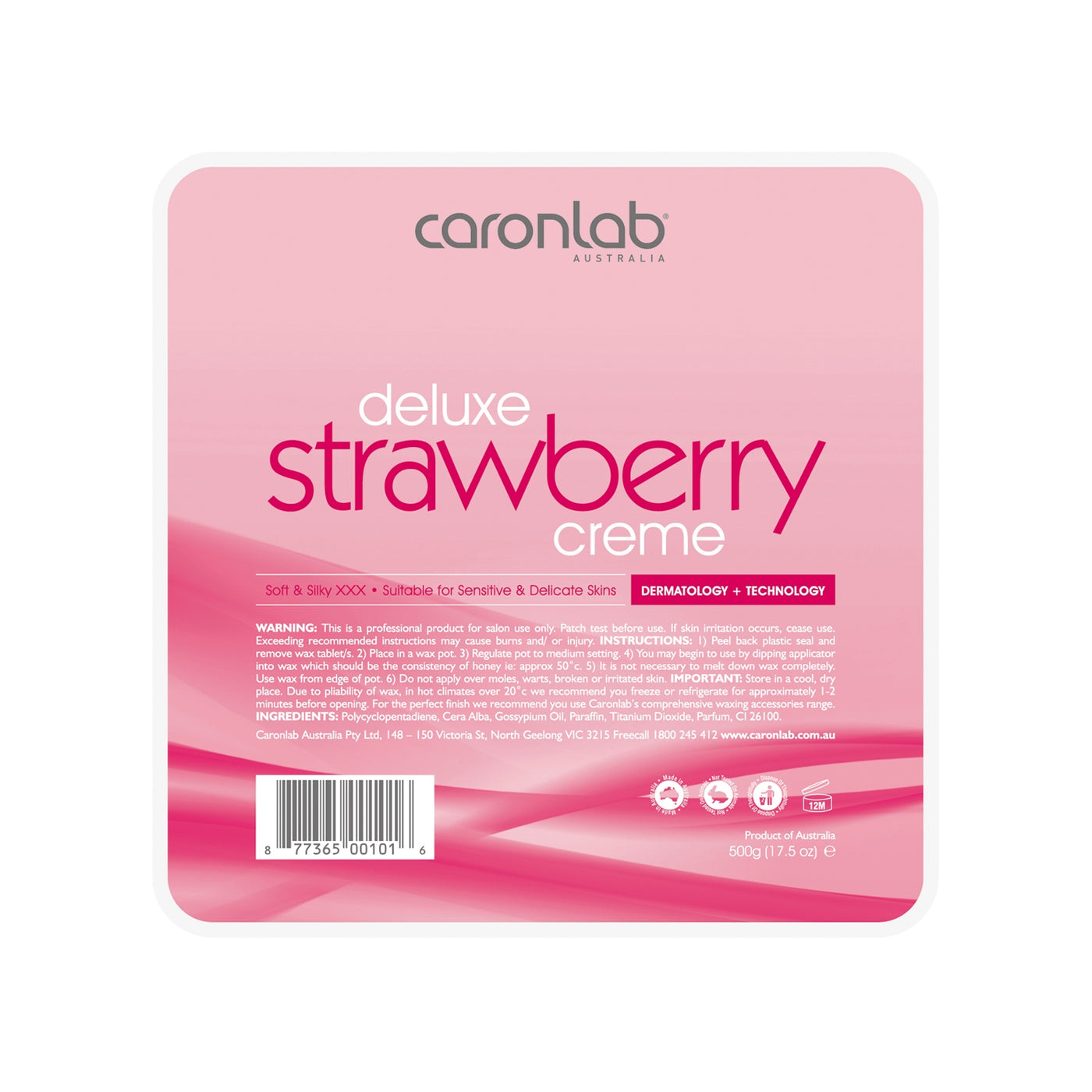 Caronlab Strawberry Creme Hard Wax Pallet Tray 500g