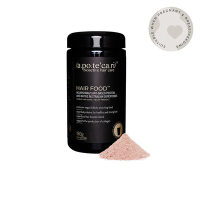 Apotecari Hair Food for Stronger & Thicker Hair Delicious berry and pomegranate flavoured fine powder 180g bottle