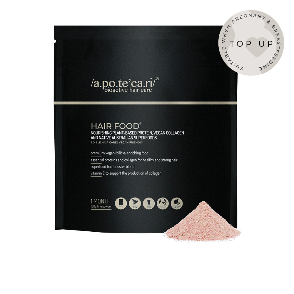 Apotecari Hair Food for Stronger & Thicker Hair Delicious berry and pomegranate flavoured fine powder 1 month 180g pack