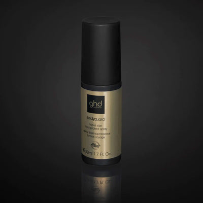 ghd Bodyguard Mini - Heat Protect Spray (50ml) side view & styled