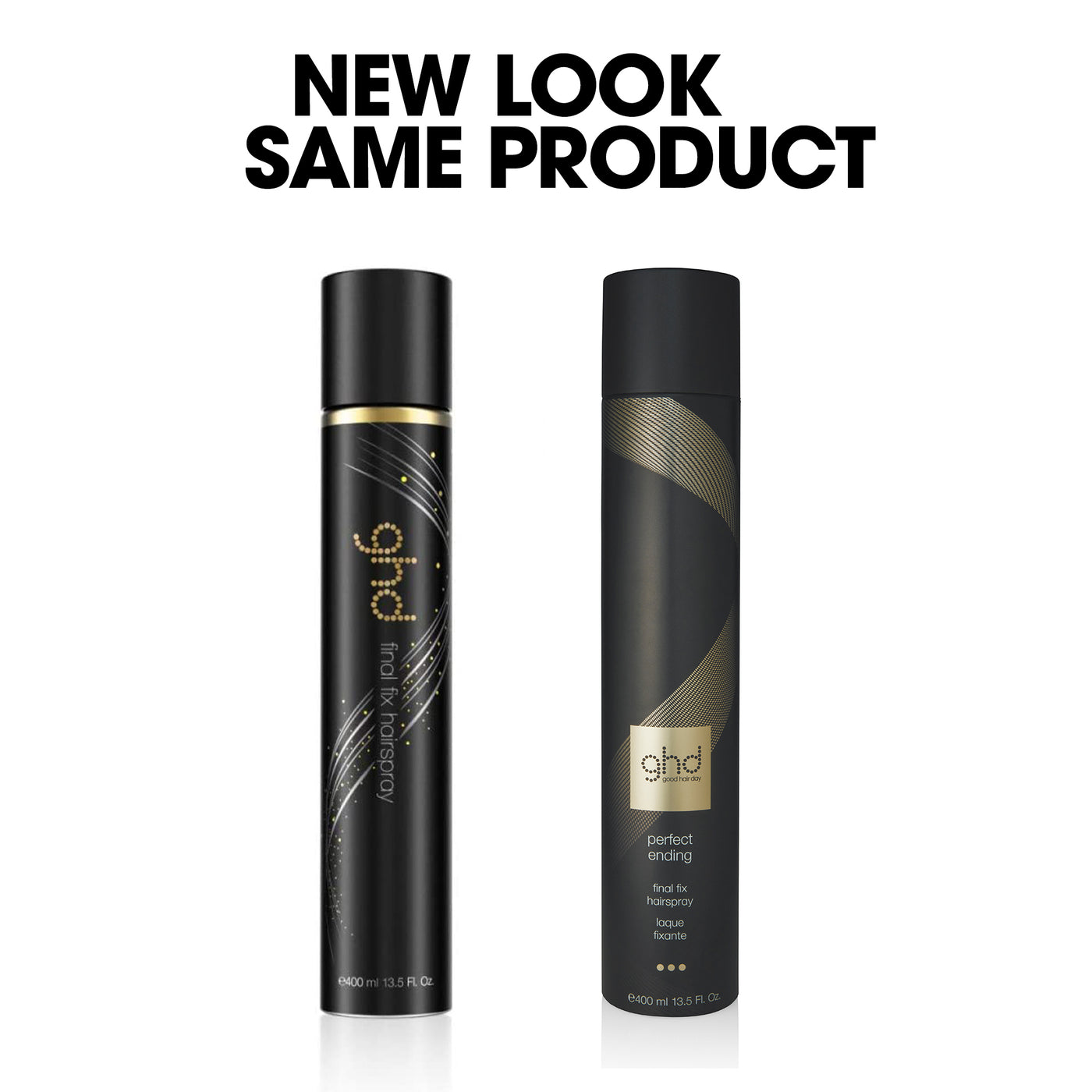 ghd Perfect Ending Final Fix Hairspray - old & new look