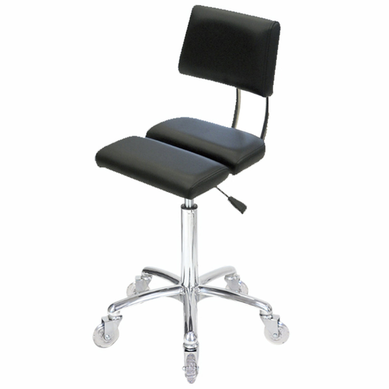 Joiken Dove Stool with Clear Wheels Black upholstery chrome base
