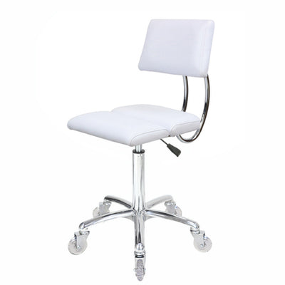Joiken Dove Stool with Clear Wheels White upholstery chrome base