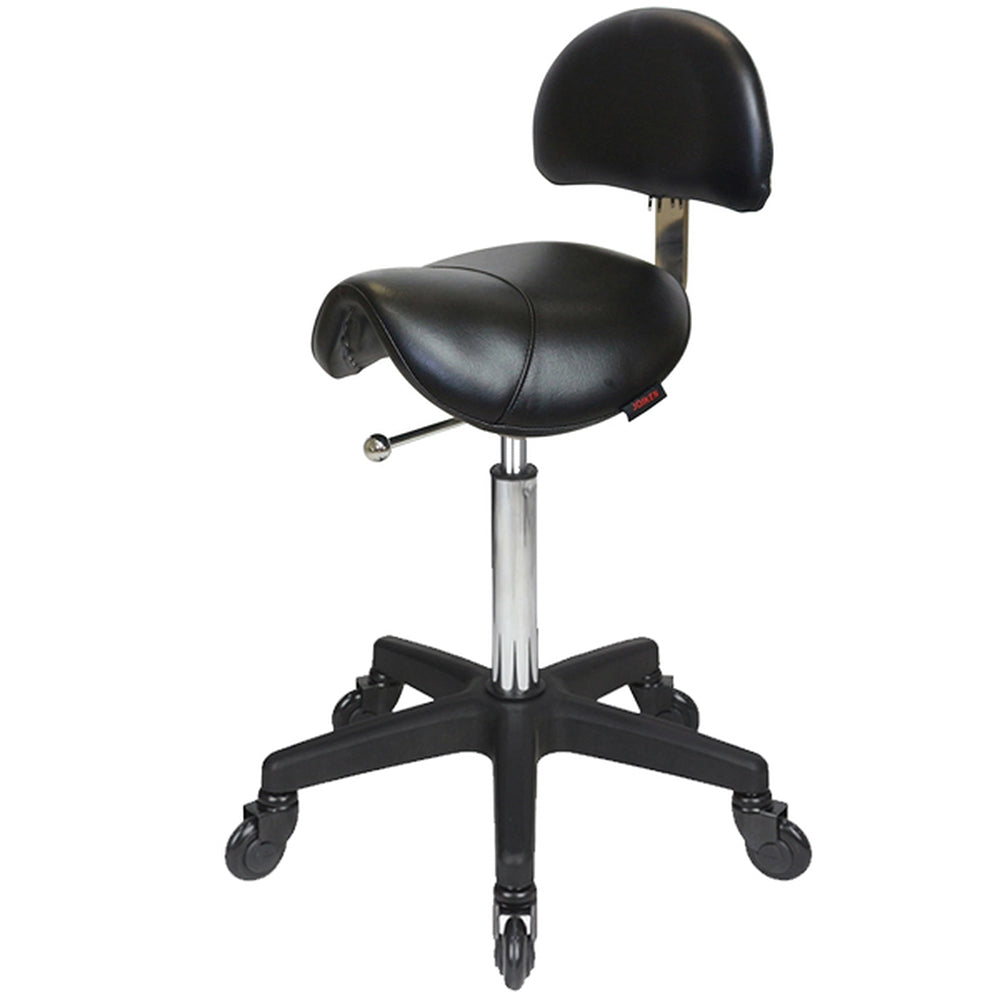 Joiken Saddle Stool with Click'n Clean Castor Wheels Black Upholstery Black Base With Back