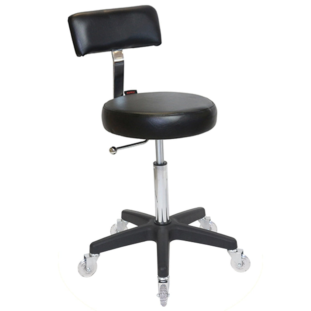 Joiken Sprint Stool with Clear Wheels Black Upholstery Black Base