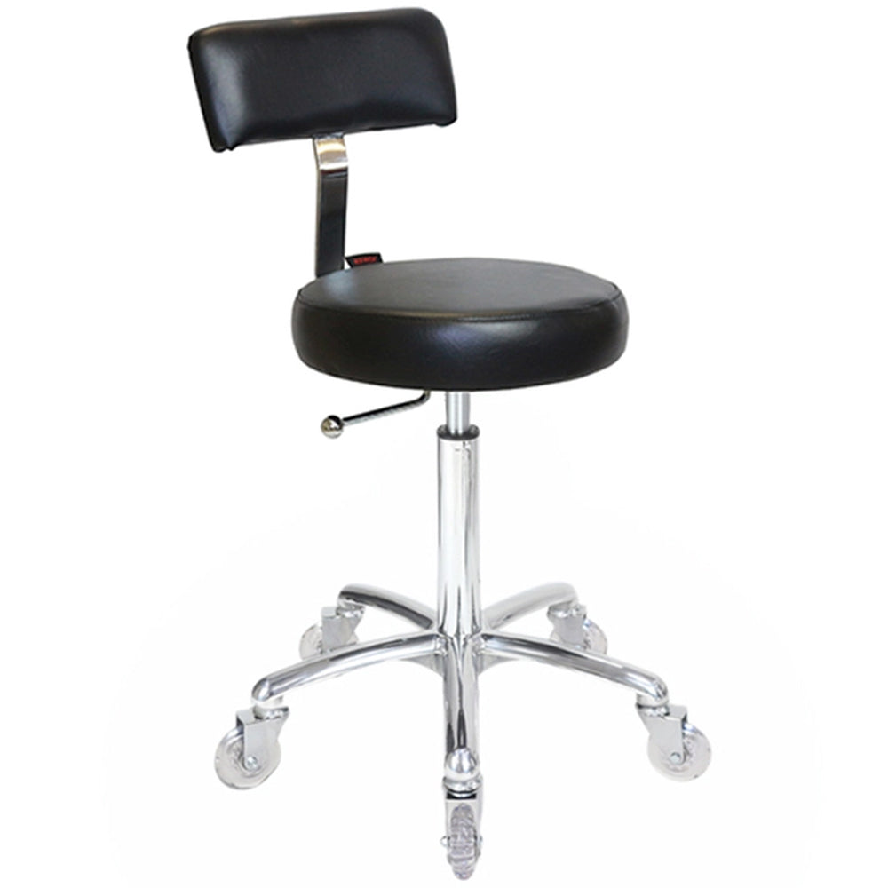 Joiken Sprint Stool with Clear Wheels Black Upholstery Chrome Base