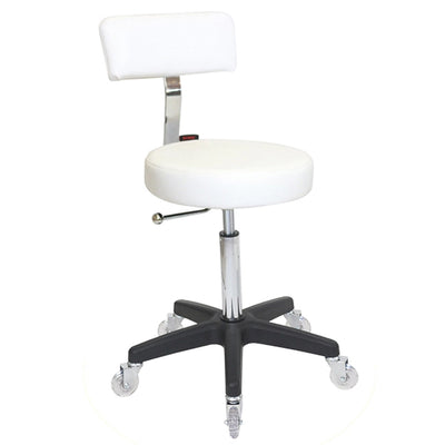 Joiken Sprint Stool with Clear Wheels White Upholstery Black Base