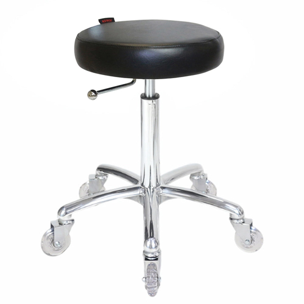 Joiken Turbo Stool with Clear Wheels Black Upholstery Chrome Base