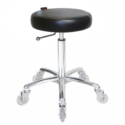 Joiken Turbo Stool with Clear Wheels Black Upholstery Chrome Base