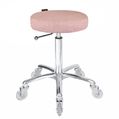 Joiken Turbo Stool with Clear Wheels Dusty Pink Upholstery Chrome Base