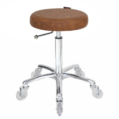 Joiken Turbo Stool with Clear Wheels Tan Upholstery Chrome Base