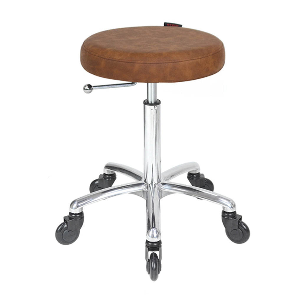 Joiken Turbo Stool with Click’n Clean Castor Wheels Tan Upholstery Chrome Base