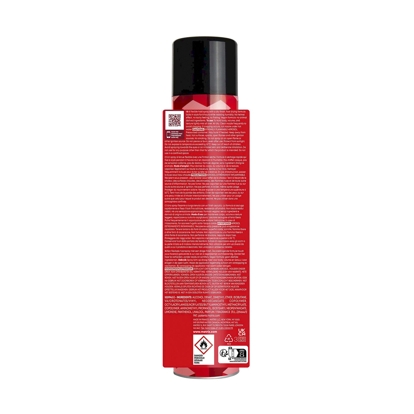 Matrix Fixer Hairspray (315g) back details