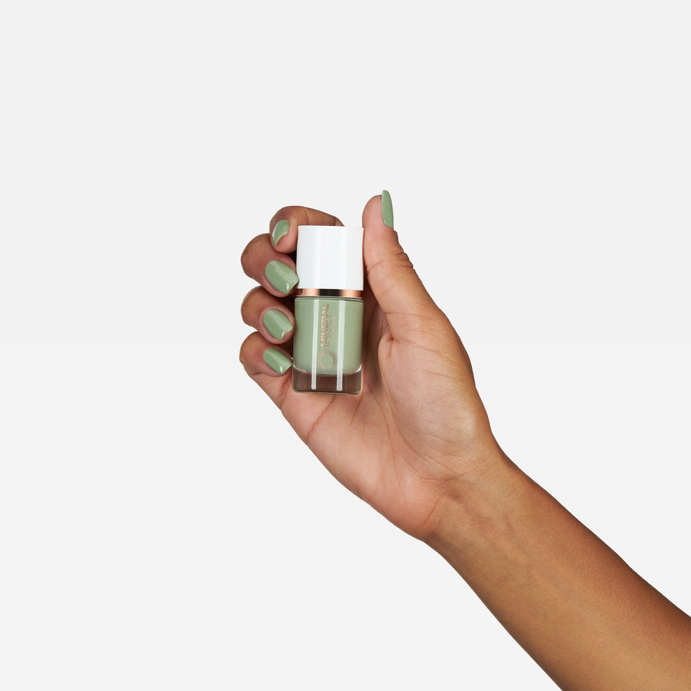 Mineral Fusion Nail Polish 610 Olive You (10ml) with model's hand