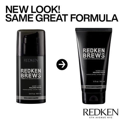 Redken Brews Work Hard Molding Paste (150ml) New look same great formula