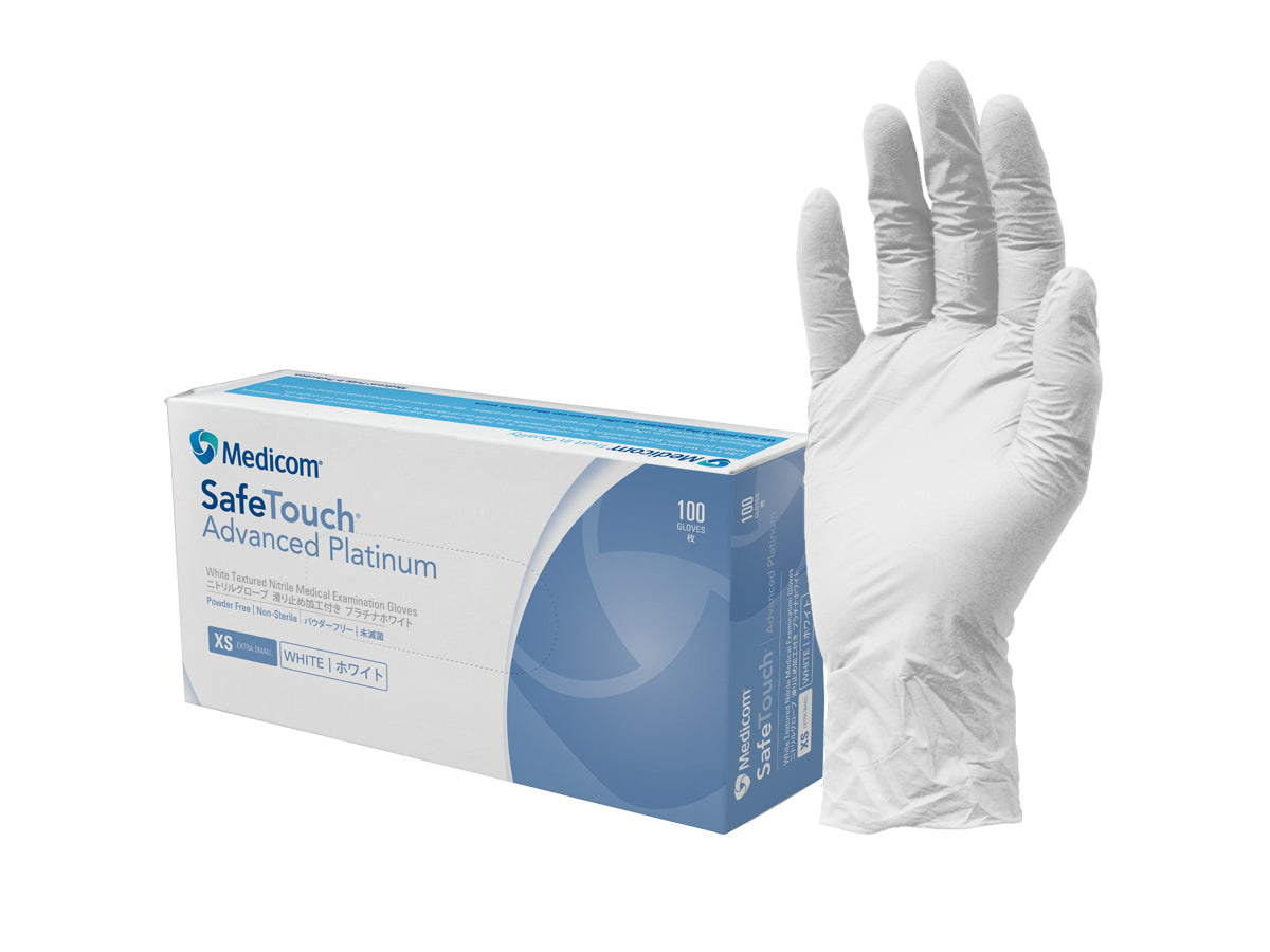 SafeTouch Advanced Platinum White Nitrile Exam Gloves