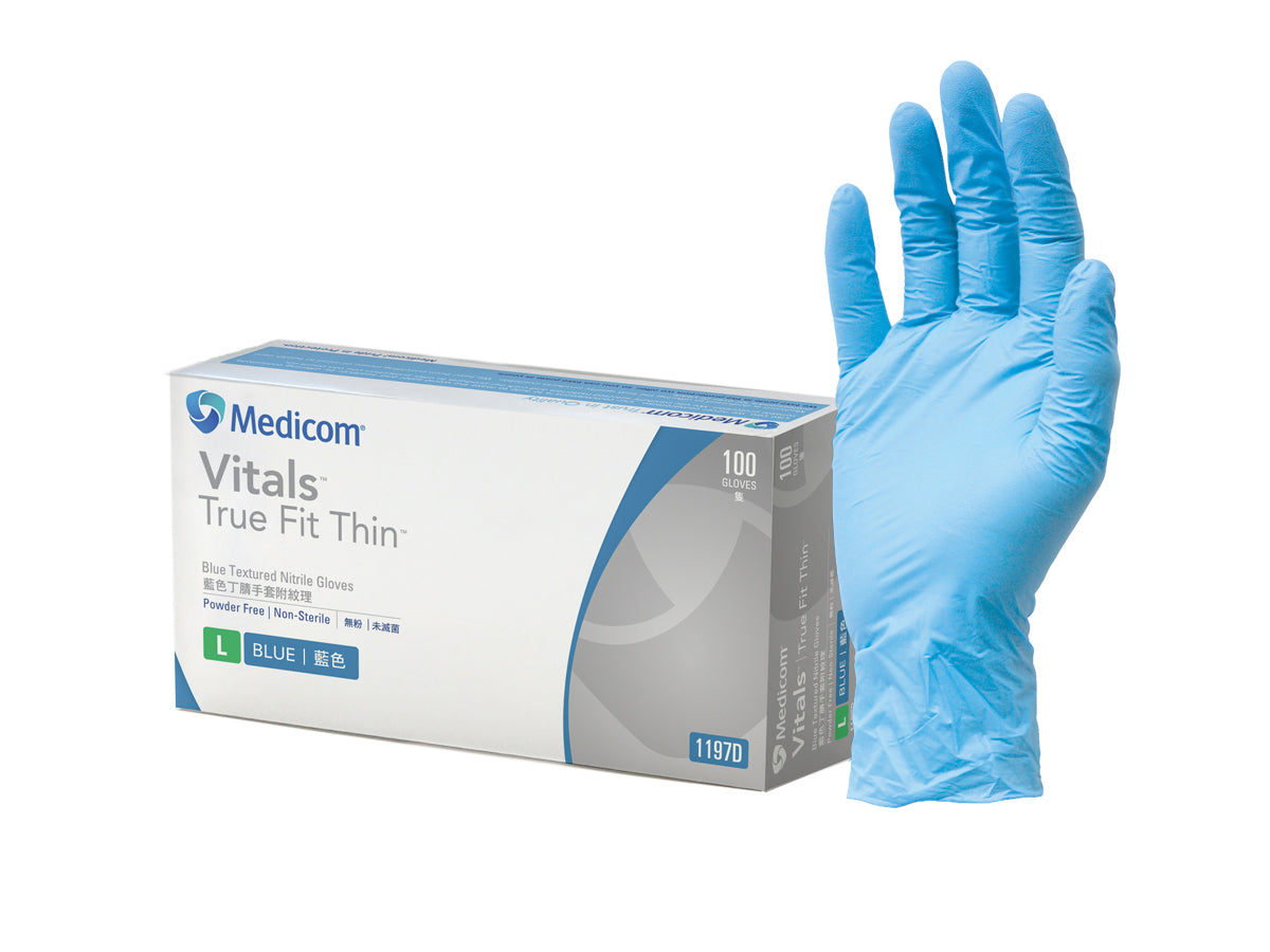 Vitals True Fit Thin Blue Nitrile Gloves